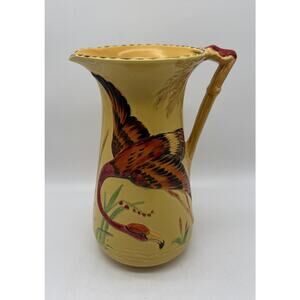 Burleigh Ware Flamingo Water Jug Bamboo Shaped Handle Art Deco 1930’s England
